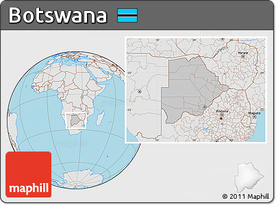 Gray Location Map of Botswana, lighten, semi-desaturated, land only