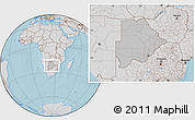 Gray Location Map of Botswana, lighten, semi-desaturated, land only, hill shading
