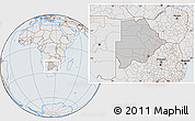 Gray Location Map of Botswana, lighten, semi-desaturated