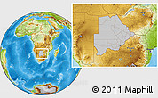 Gray Location Map of Botswana, physical outside