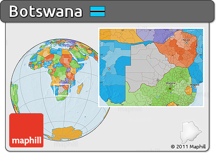 Gray Location Map of Botswana, political outside