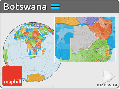 Gray Location Map of Botswana, political outside