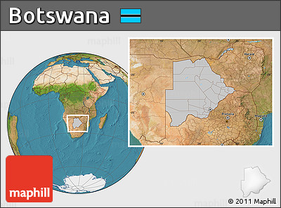 Gray Location Map of Botswana, satellite outside