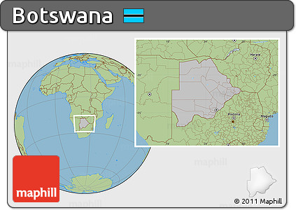 Gray Location Map of Botswana, savanna style outside, hill shading inside