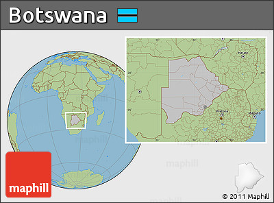 Gray Location Map of Botswana, savanna style outside, hill shading inside