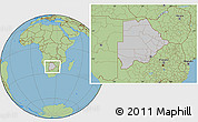Gray Location Map of Botswana, savanna style outside