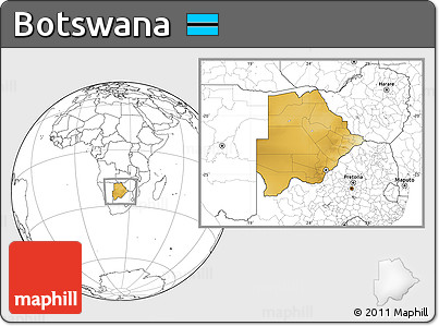 Physical Location Map of Botswana, blank outside