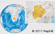 Physical Location Map of Botswana, lighten, desaturated, land only