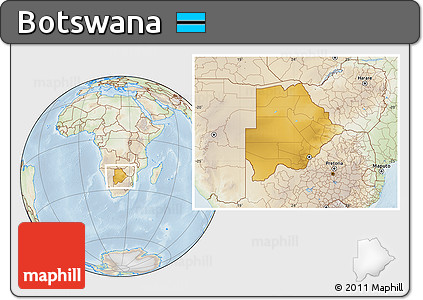 Physical Location Map of Botswana, lighten