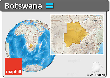 Physical Location Map of Botswana, lighten, semi-desaturated, land only