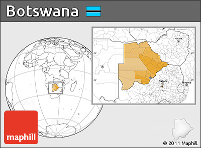 Political Location Map of Botswana, blank outside