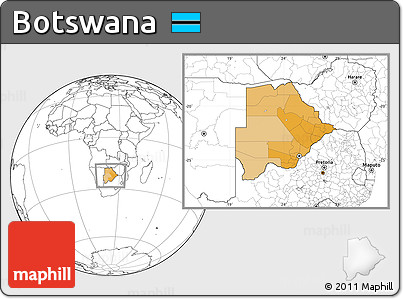 Political Location Map of Botswana, blank outside
