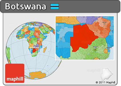 Political Location Map of Botswana