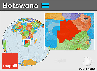 Political Location Map of Botswana