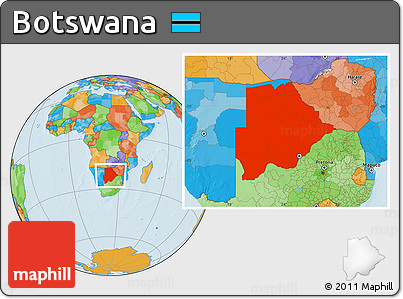 Political Location Map of Botswana