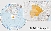 Political Location Map of Botswana, lighten, desaturated, land only