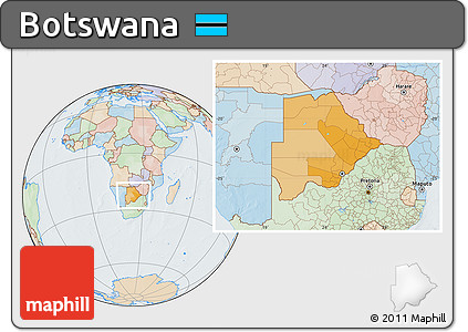 Political Location Map of Botswana, lighten