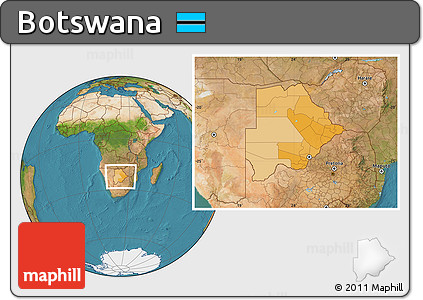Political Location Map of Botswana, satellite outside