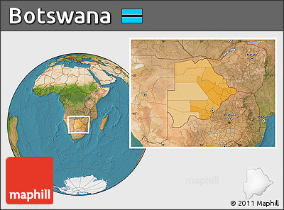 Political Location Map of Botswana, satellite outside