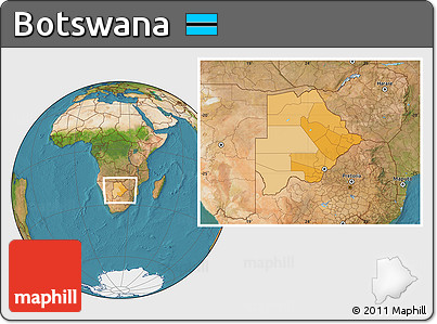 Political Location Map of Botswana, satellite outside