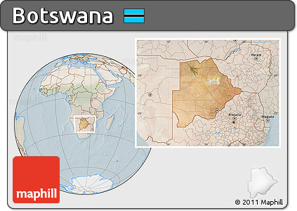 Satellite Location Map of Botswana, lighten