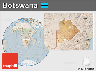 Satellite Location Map of Botswana, lighten