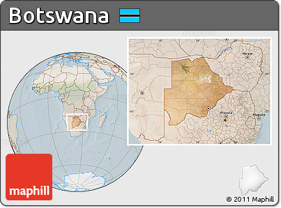 Satellite Location Map of Botswana, lighten
