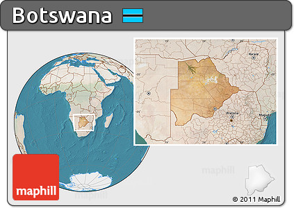 Satellite Location Map of Botswana, lighten, land only