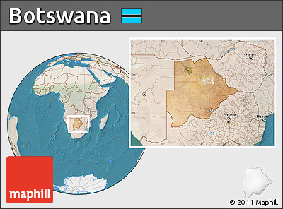 Satellite Location Map of Botswana, lighten, land only