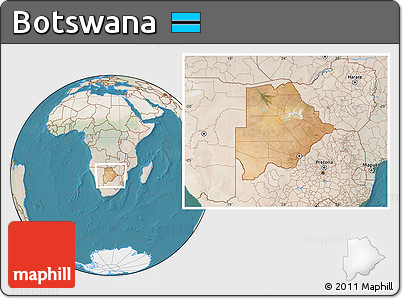 Satellite Location Map of Botswana, lighten, land only