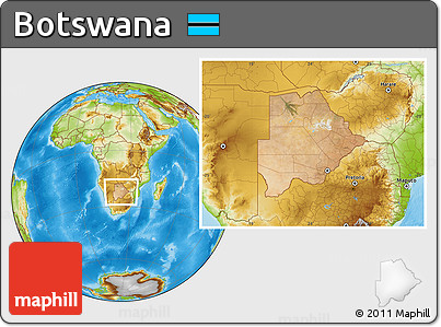 Satellite Location Map of Botswana, physical outside