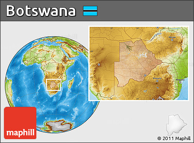 Satellite Location Map of Botswana, physical outside