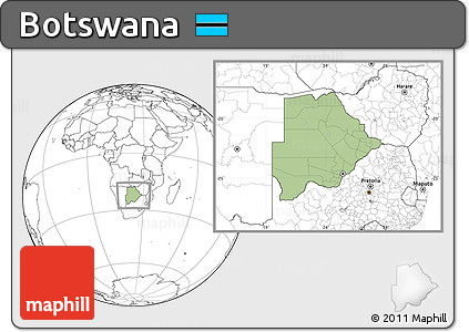 Savanna Style Location Map of Botswana, blank outside