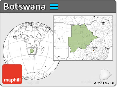 Savanna Style Location Map of Botswana, blank outside