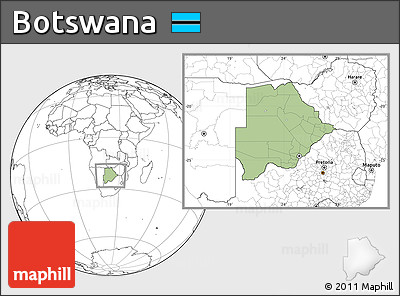 Savanna Style Location Map of Botswana, blank outside