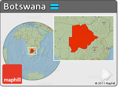 Savanna Style Location Map of Botswana, hill shading
