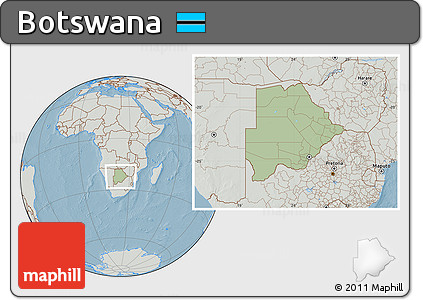 Savanna Style Location Map of Botswana, lighten, semi-desaturated, land only, hill shading