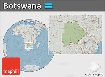Savanna Style Location Map of Botswana, lighten, semi-desaturated, land only, hill shading