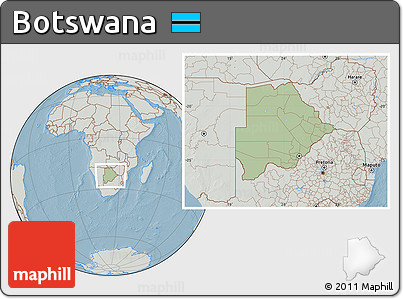 Savanna Style Location Map of Botswana, lighten, semi-desaturated, land only, hill shading