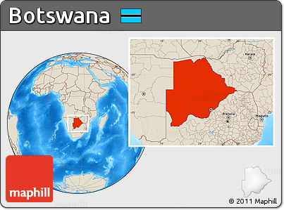 Shaded Relief Location Map of Botswana