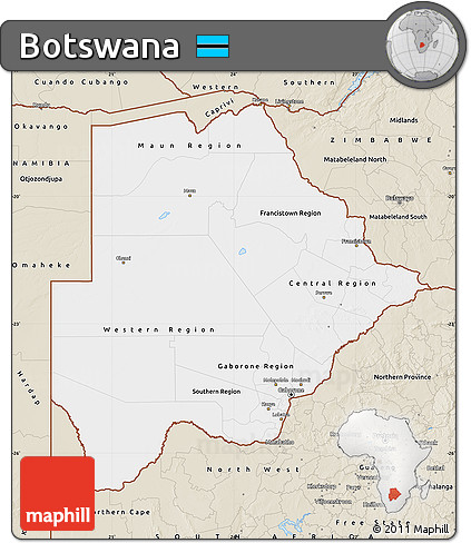 Classic Style Map of Botswana