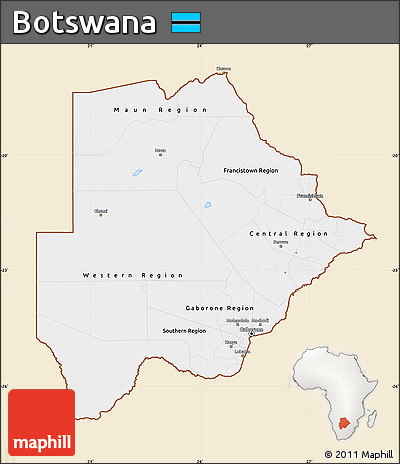Classic Style Map of Botswana, single color outside