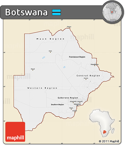 Classic Style Map of Botswana, single color outside