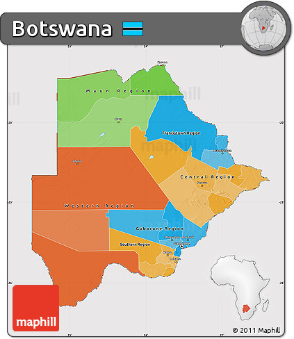 Political Map of Botswana, cropped outside