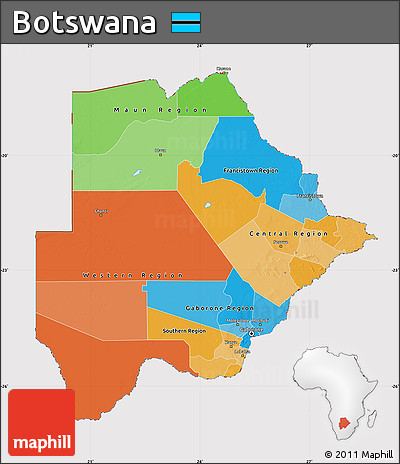 Political Map of Botswana, cropped outside