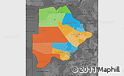Political Map of Botswana, darken, desaturated