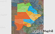 Political Map of Botswana, darken, semi-desaturated