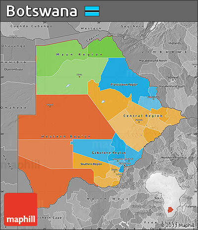 Political Map of Botswana, desaturated