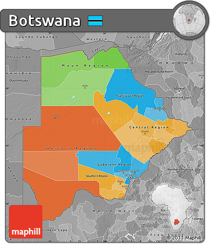 Political Map of Botswana, desaturated