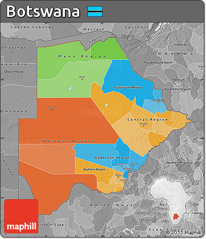 Political Map of Botswana, desaturated